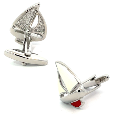 Enamel Red Keeled Yacht Cufflinks