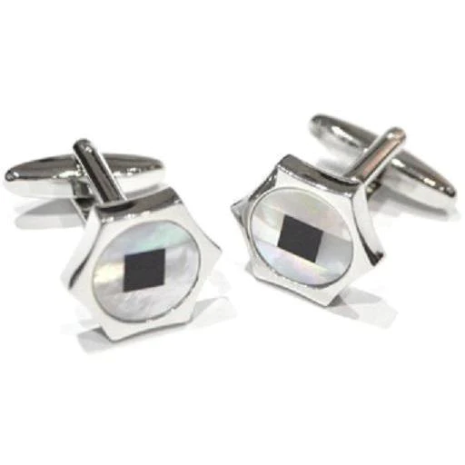 Hexagonal Mother of Pearl Cufflinks