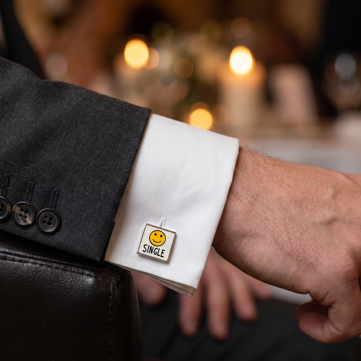 Two States of Being Wedding Cufflinks — lifestyle shot