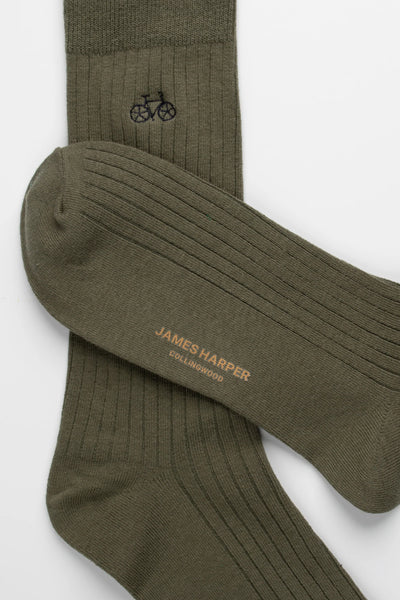 See SK3008 Olive Ribbed Socks