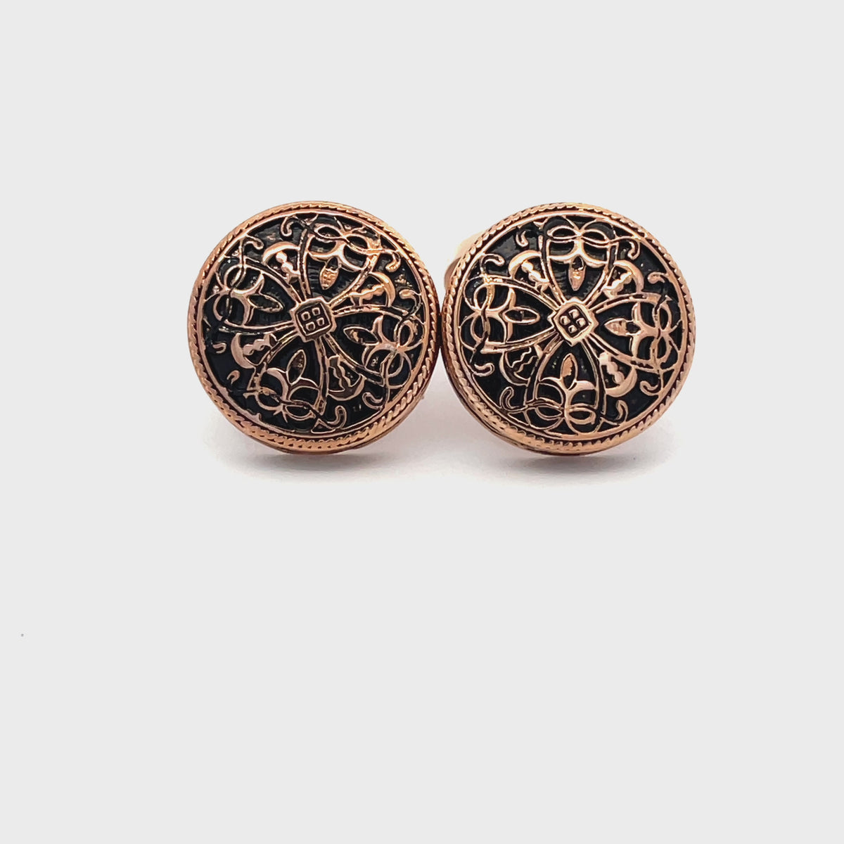 Vintage Celtic Round Rose Gold Cufflinks