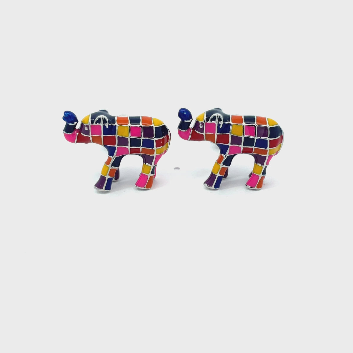 Multi Coloured Elephant Cufflinks