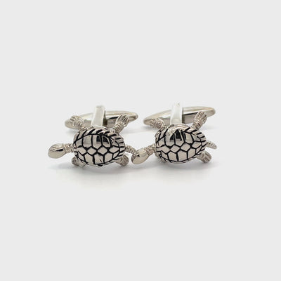 Silver Turtle Cufflinks with Moving Head & Legs