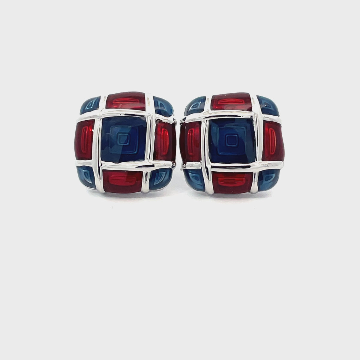 Blue and Red Enamel Squares Cufflinks