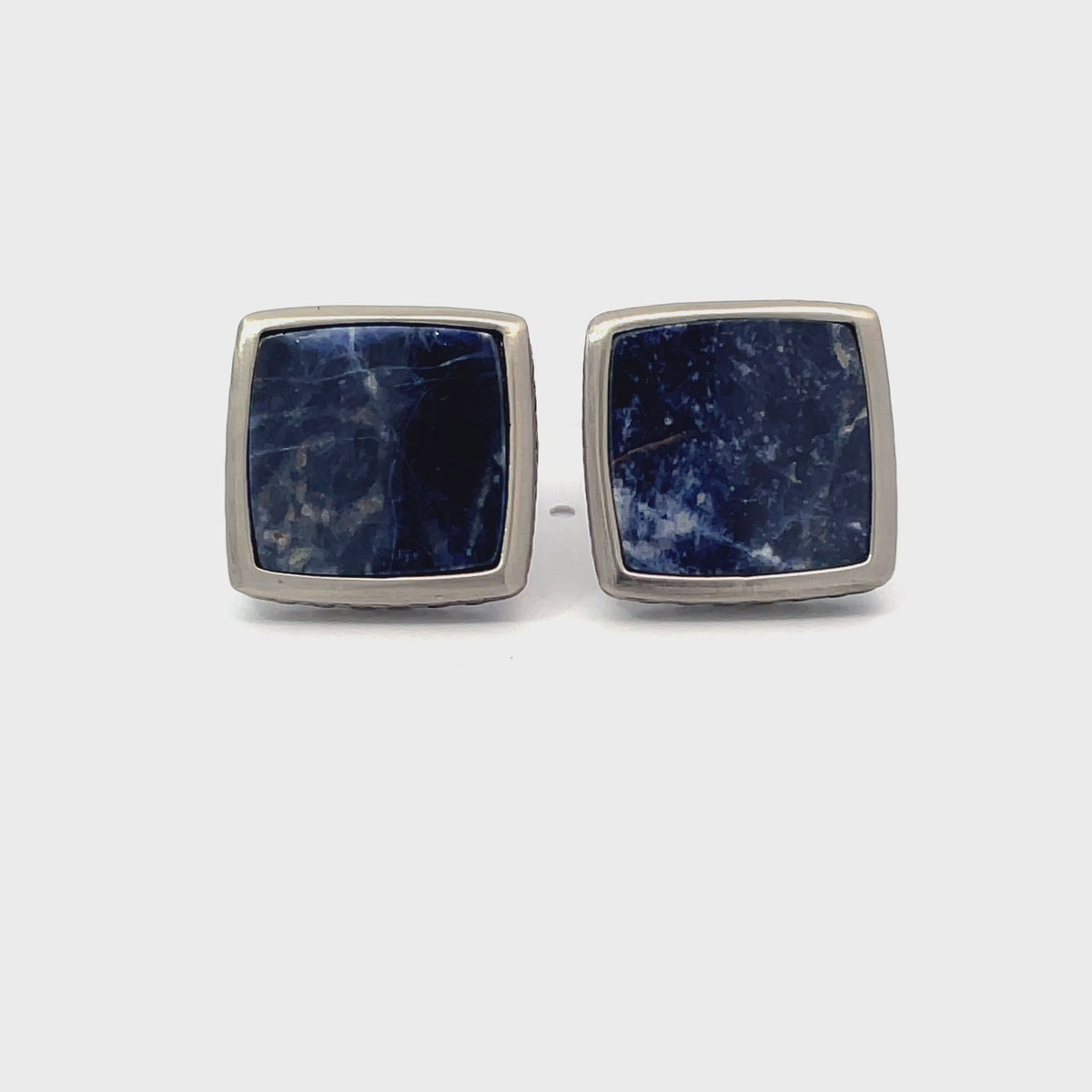Sodalite Stone Cufflinks in Gunmetal
