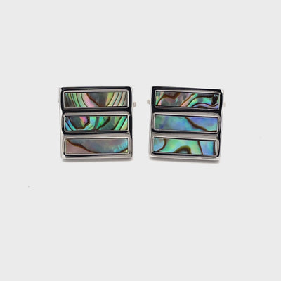 Abalone rectangles in Silver Square Cufflinks