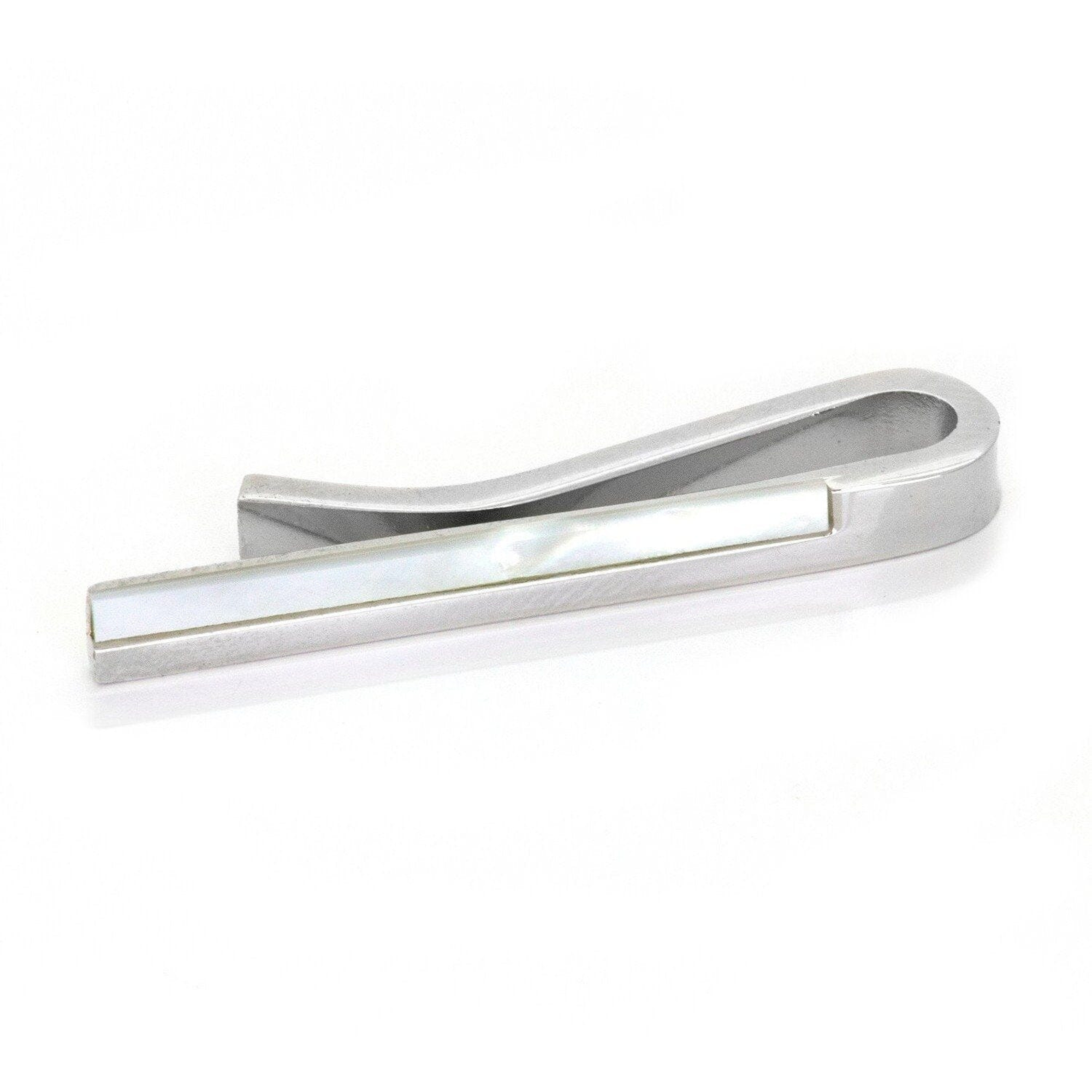 Mother of Pearl and Silver Tie Bar