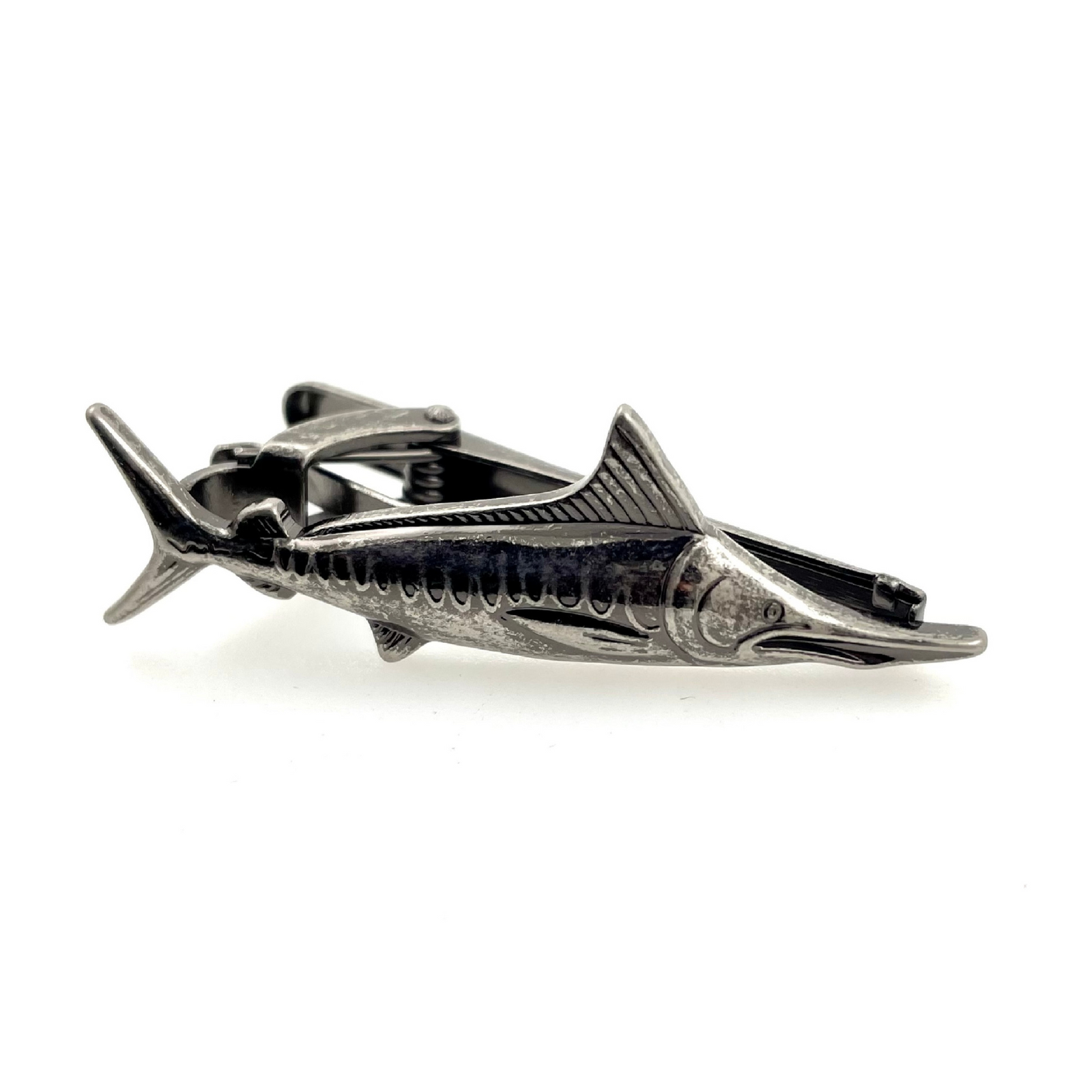Marlin Fish Tie Clip in Antiqued Silver