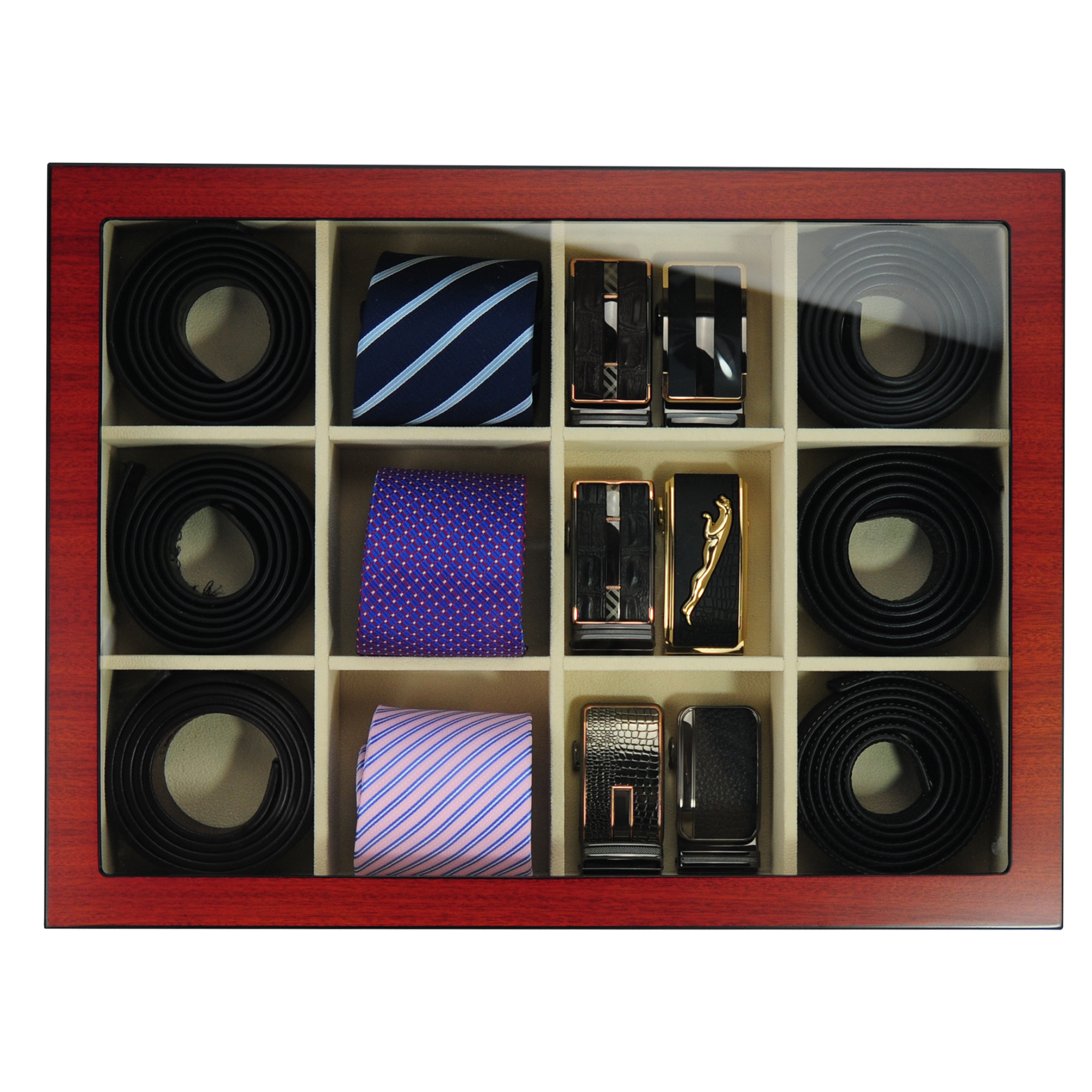 Cherry Wooden Tie Box for 12