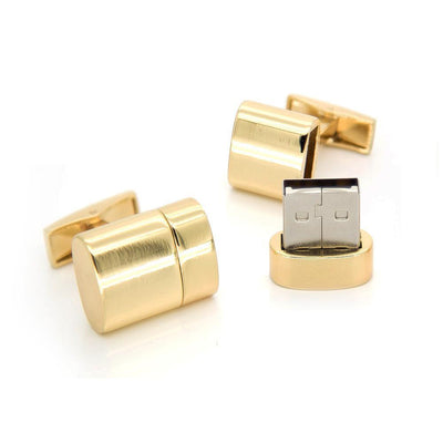 Working USB Cufflinks 32Gb Oval Flash Drive in Gold