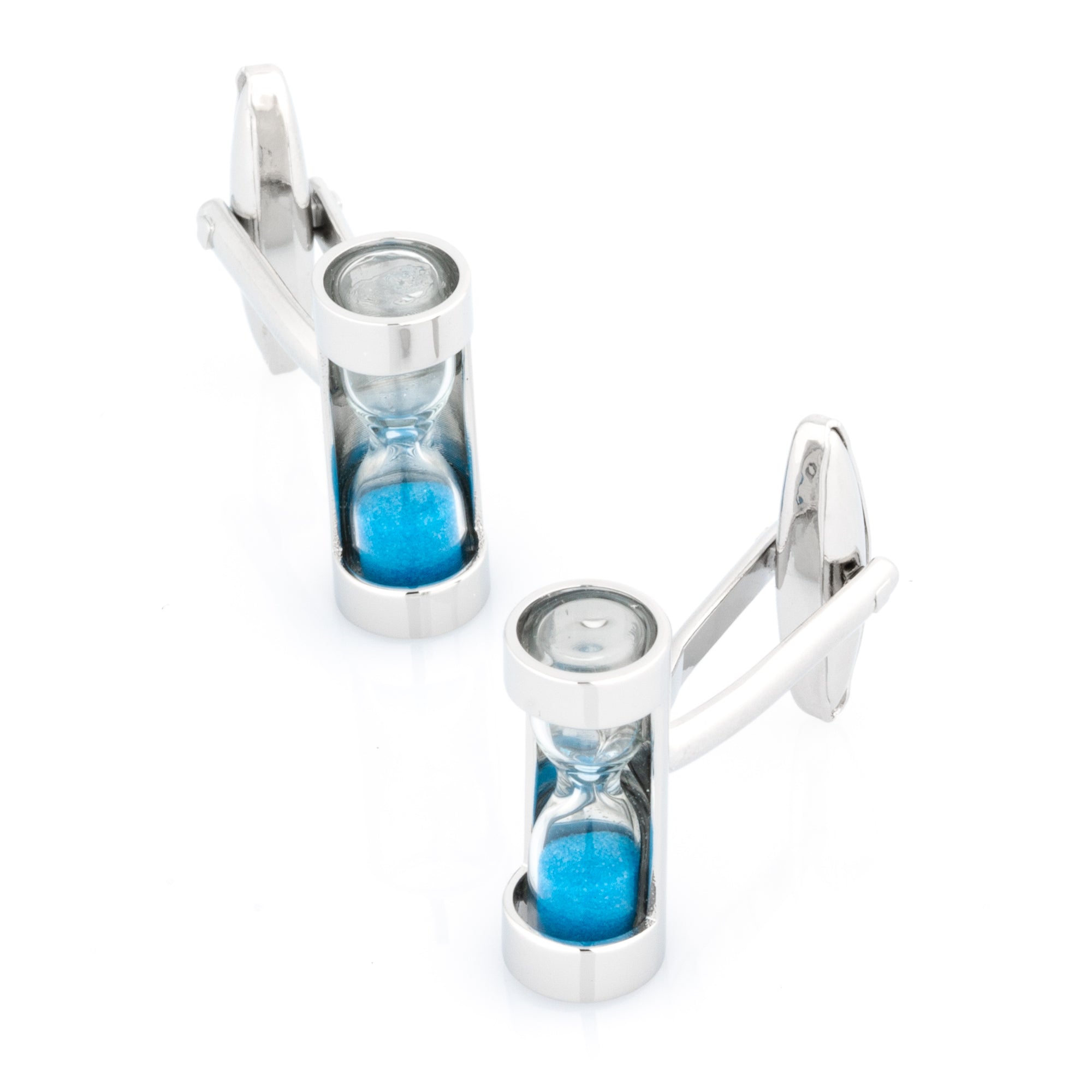 Blue Sand-Timer Hourglass Cufflinks