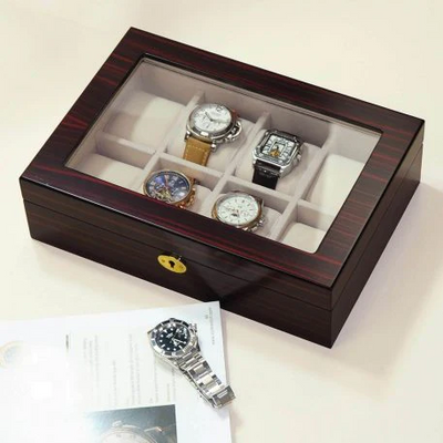 Ebony Wooden Watch Box for 8 Watches