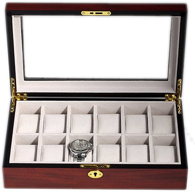 Cherry Wooden Watch Box, 12 Watch Box, Cuffed Watch Box, Clinks Australia Watch Box, Cherry Watch Boxes on Cuffed, Australia Watch Box, Watch Storage Box, Watch Display Box, 12 Slots Watch Box, Watch Boxes for 12, Cherry Watch Box, Wooden Watch Box, Cherry, Watch Boxes, CB5002, Clinks.com