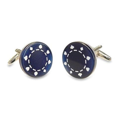 Dark Blue Casino Chip Cufflinks