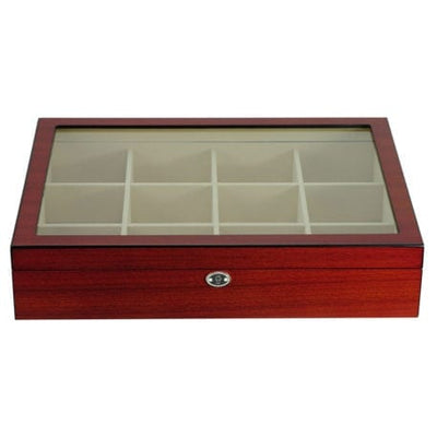 Cherry Wooden Tie Box for 12, Tie Storage Box, Storage Boxes, CB5016, Cuffed, Clinks, Clinks Australia