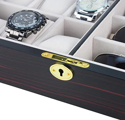 Ebony Wooden Watch Box, 6 Watch Box, 3 Sunglasses, Cuffed Watch Box, Clinks Australia Watch Box, Ebony Watch Boxes on Cuffed, Australia Watch Box, Watch Storage Box, Watch Display Box, 6 Slots Watch Box + 3 Sunglasses, Watch Boxes for 6 , Ebony Watch Box, Wooden Watch Box, Ebony, CB5065, Clinks.com