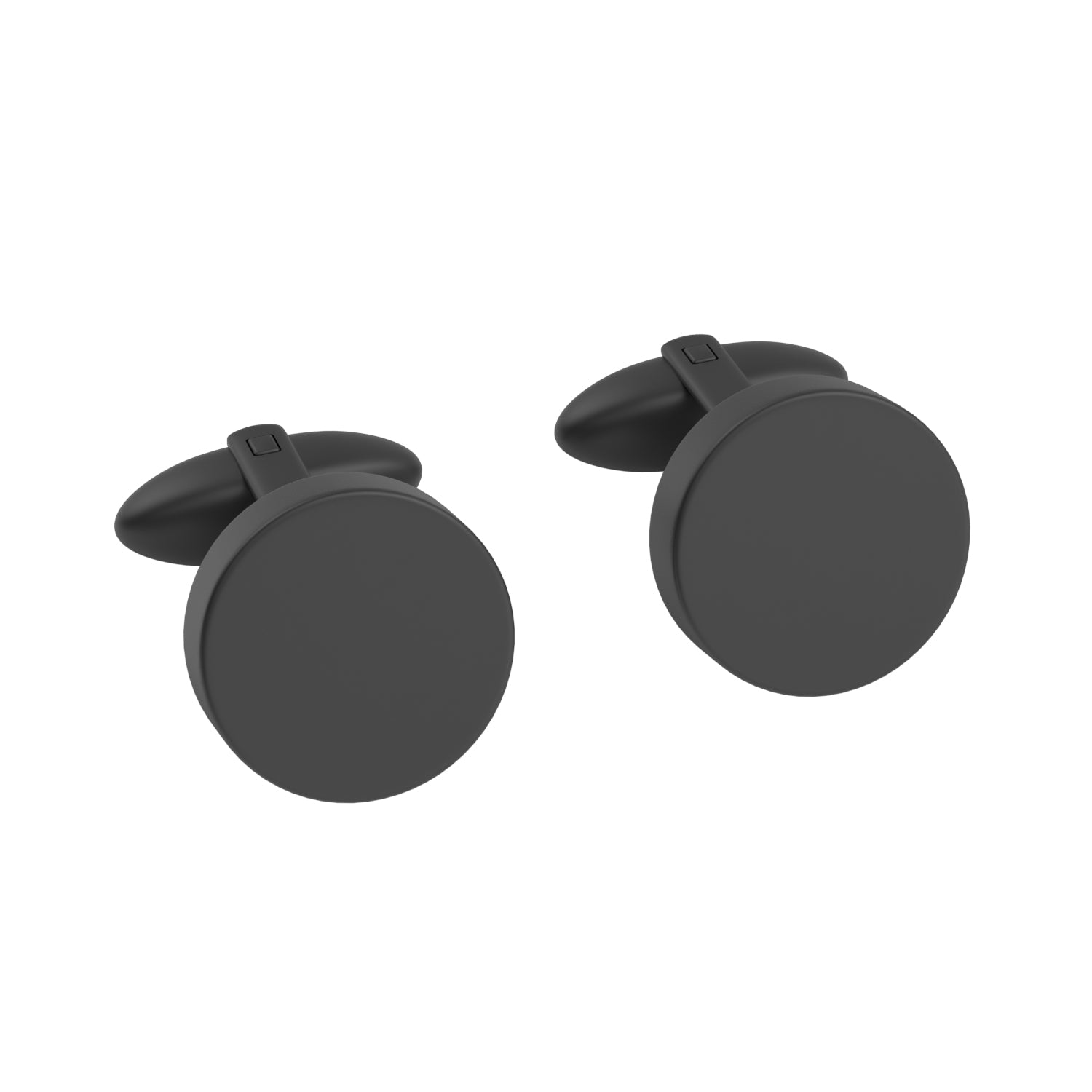 Engravable Round Cufflinks Brushed Black