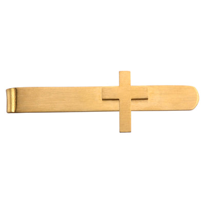Cross Tie Bar in Brushed Gold