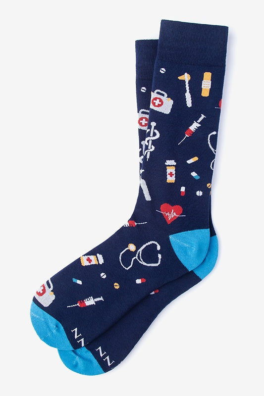 Doctor Medical Navy Blue Mens Sock, Doctor Medical Socks, Socks, Navy Blue, Alynn, Carded Cotton, Nylon, Spandex, SK1052, Men's Socks, Socks for Men, Clinks.com