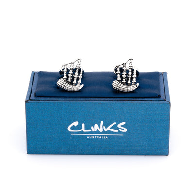 Scottish Bagpipes Cufflinks Silver