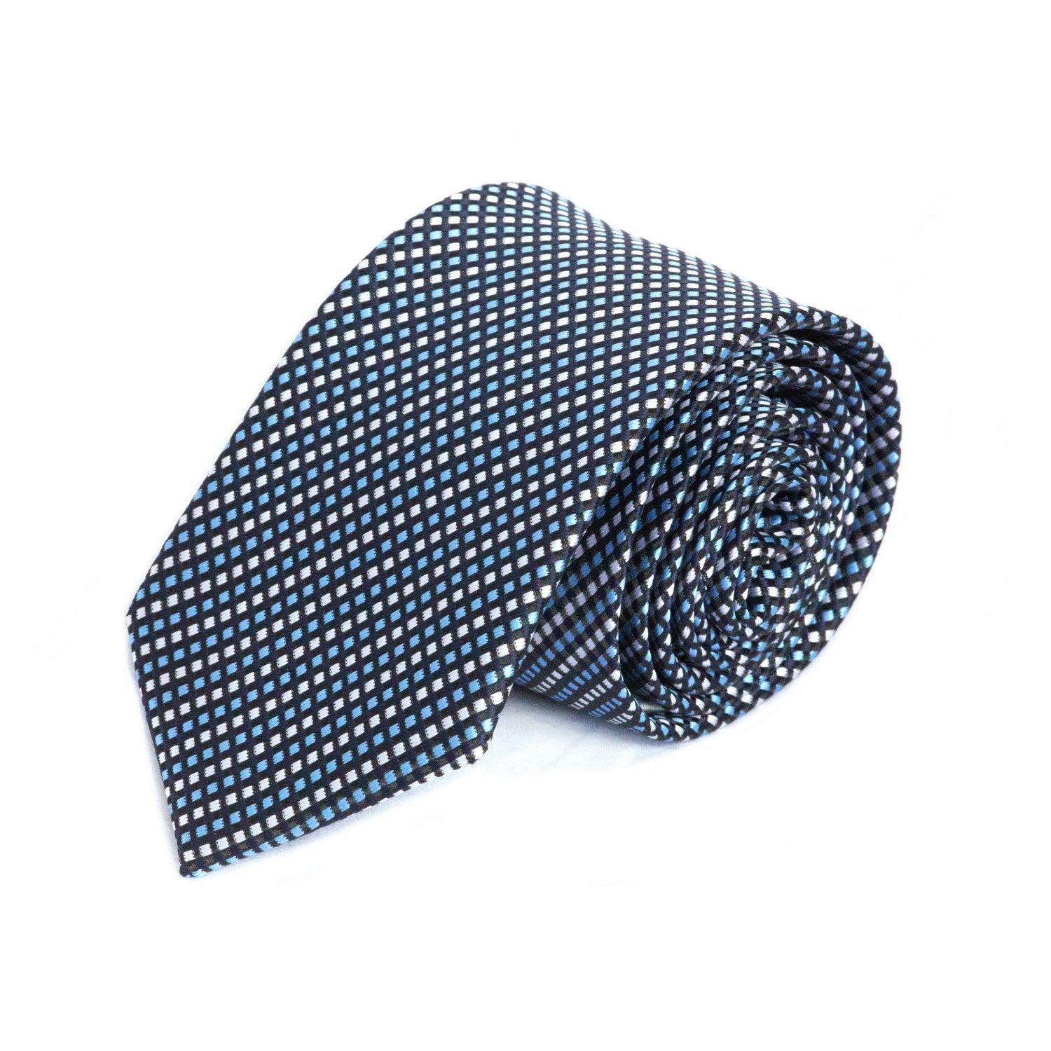 Silver, Black and Blue Weave MF Tie
