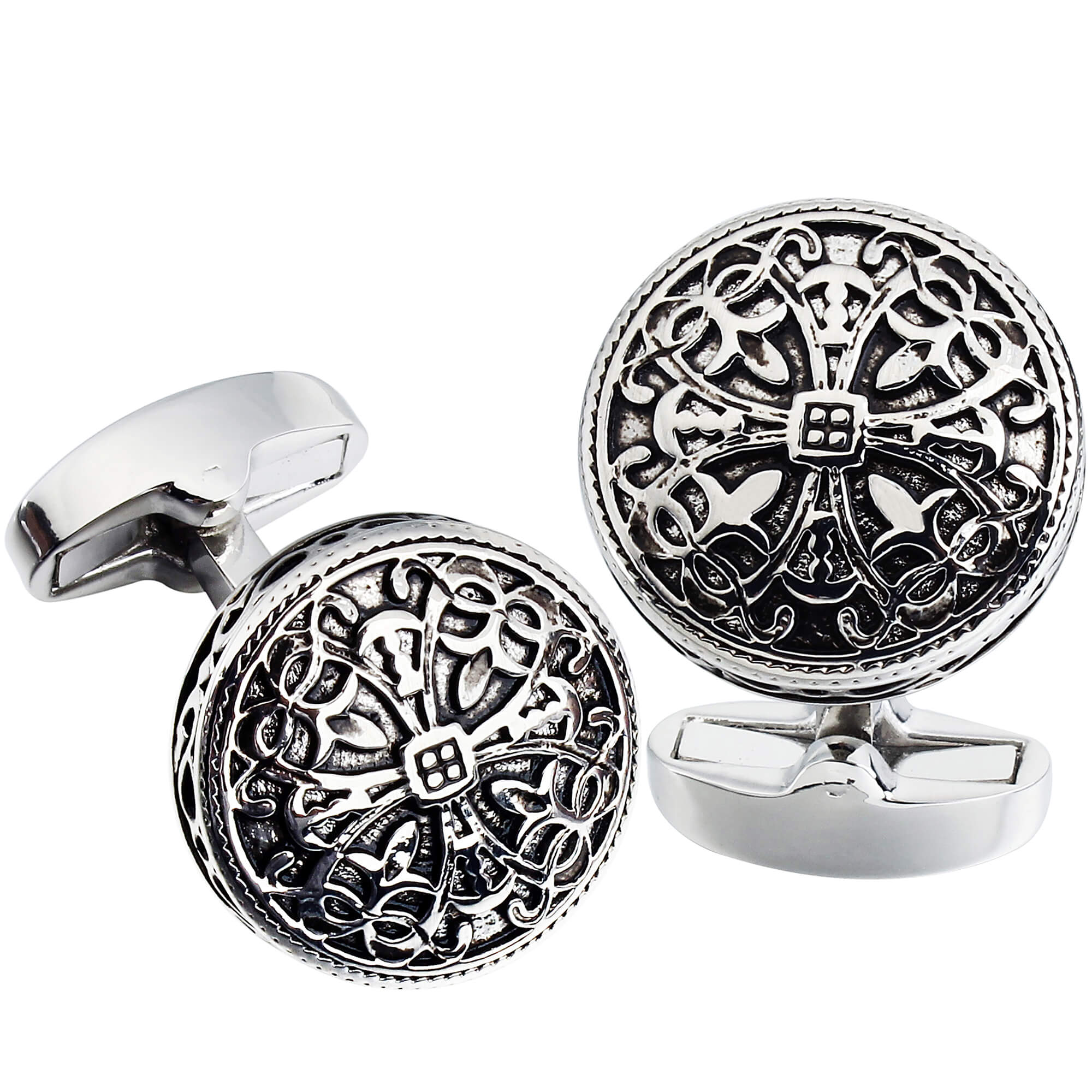Vintage Celtic Round Silver Cufflinks