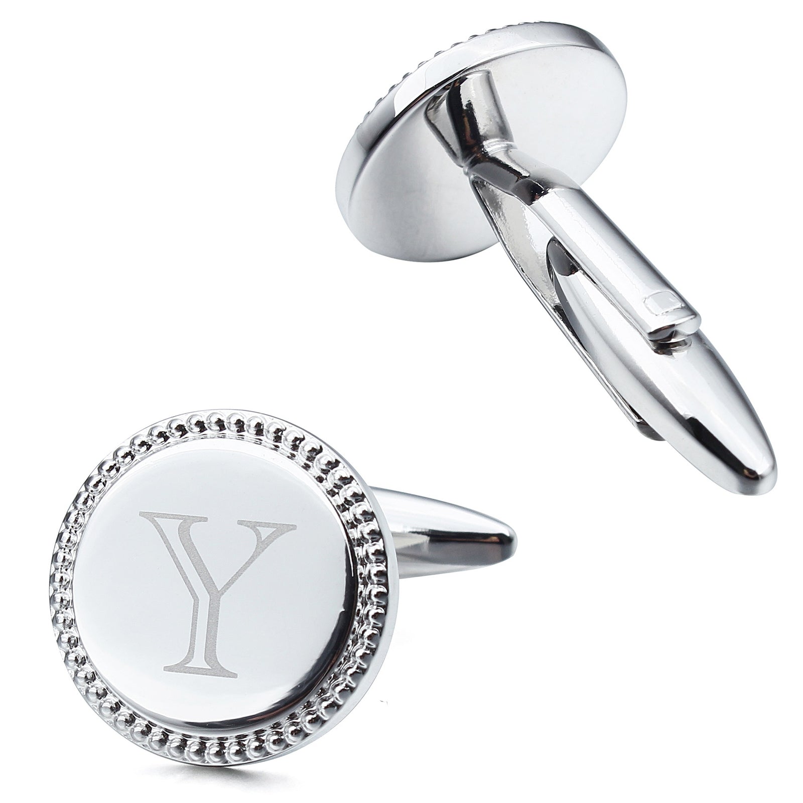 Letter Y Initial Cufflinks -Round