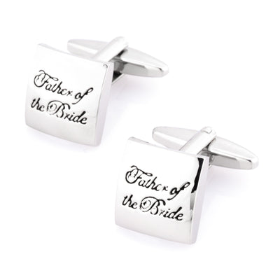 Father of the Bride Curved Silver Wedding Cufflinks