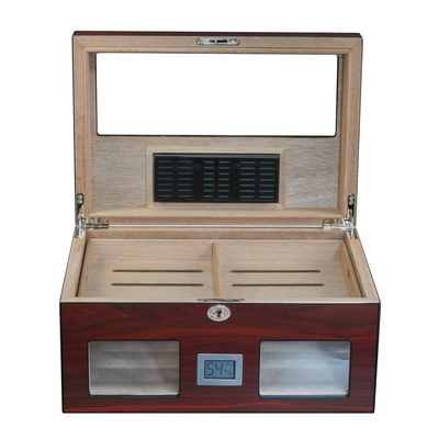 100 CT Cherry Wooden Cigar Humidor Box with Digital Hygrometer
