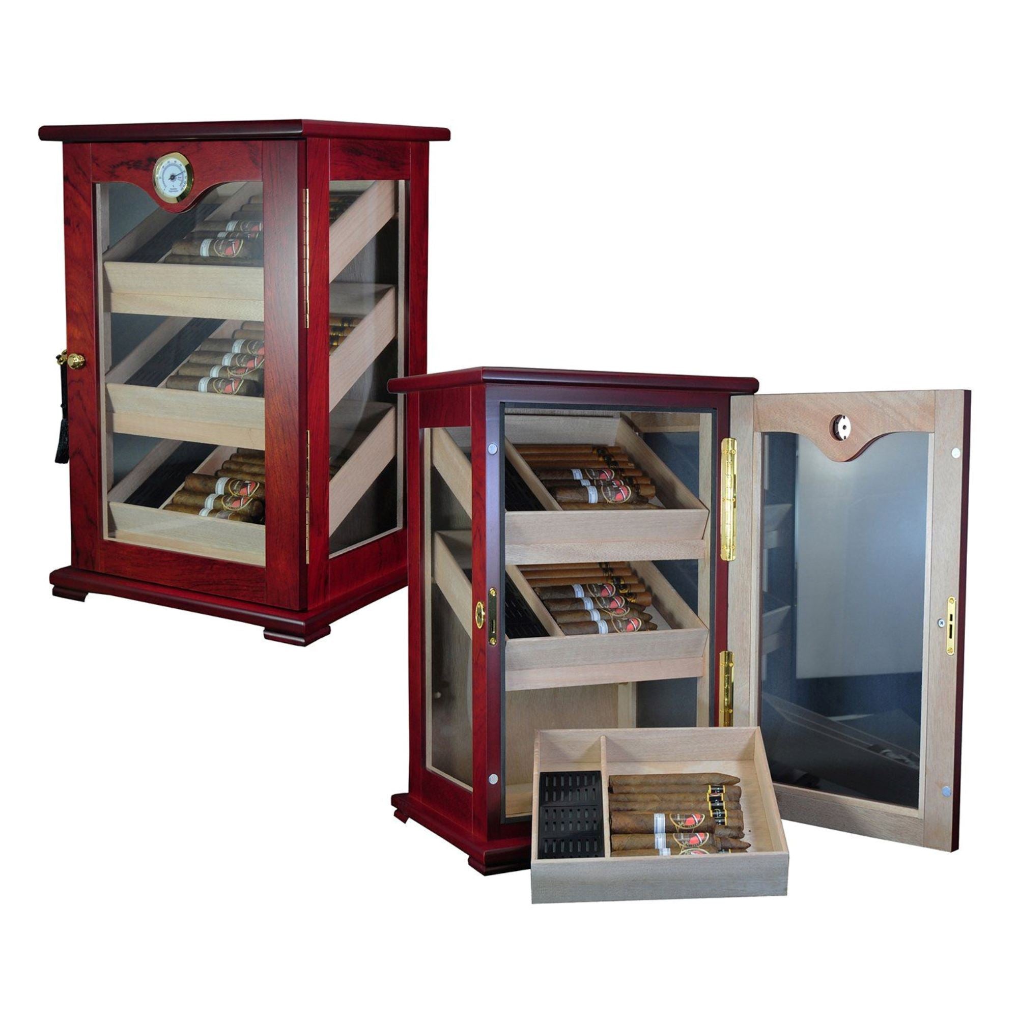 150 CT Bubinga Cigar Humidor Mahogany Lining Cabinet for Cigars Cigar Boxes Clinks 