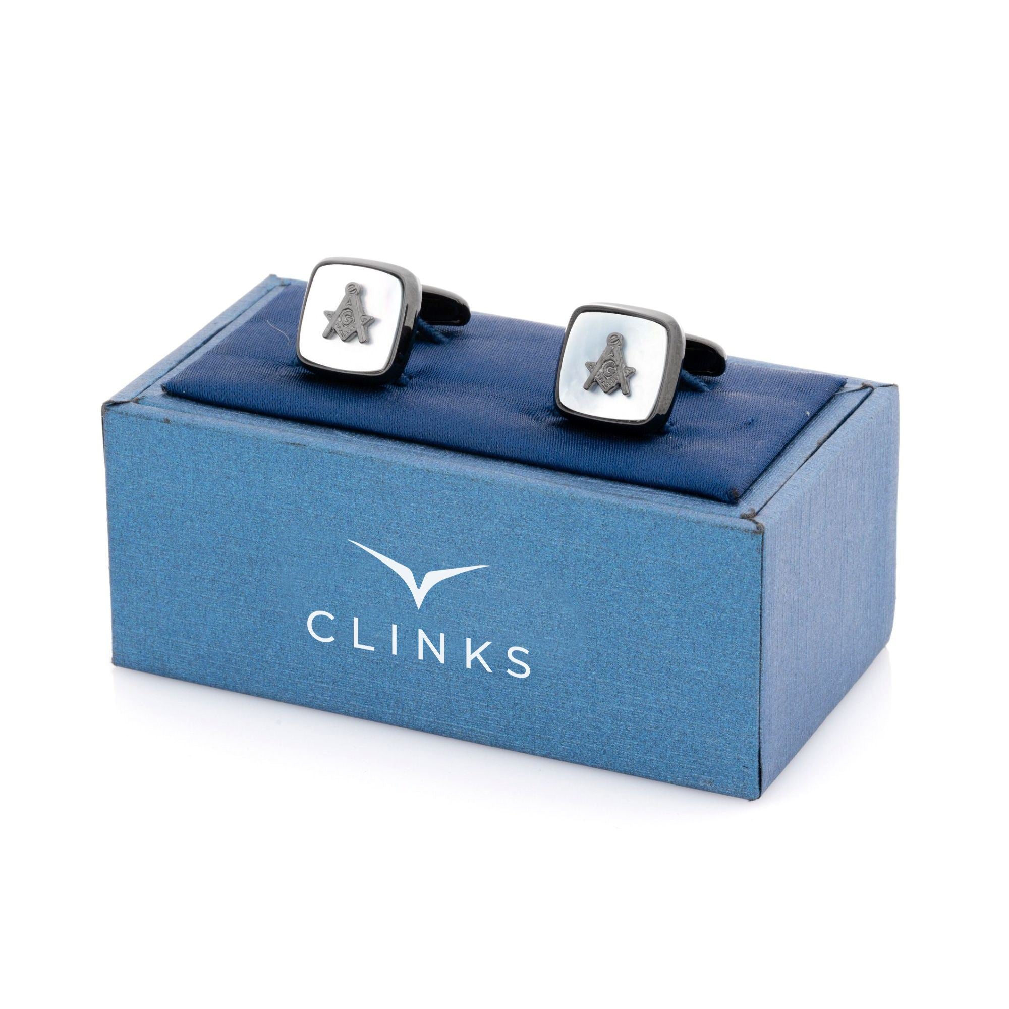 Freemason Masonic Square Gunmetal Mother of Pearl Cufflinks Novelty Cufflinks Clinks Australia 