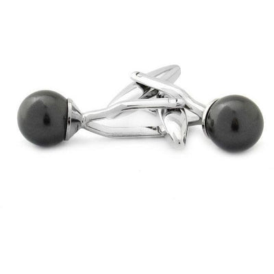 Crystal Pearl Black Cufflinks, Classic & Modern Cufflinks, CL2525, Mens Cufflinks, Cufflinks, Cuffed, Clinks, Clinks Australia