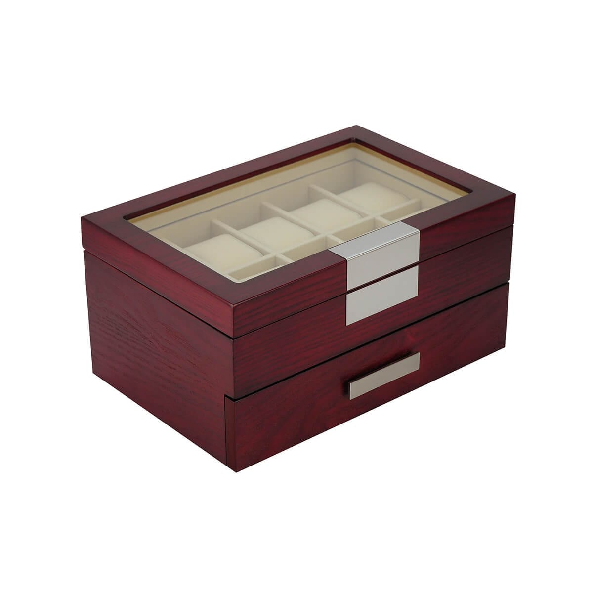 Cherry Wooden Watch Box, 20 Watch Box, Cuffed Watch Box, Clinks Australia Watch Box, Cherry Watch Boxes on Cuffed, Australia Watch Box, Watch Storage Box, Watch Display Box, 20 Slots Watch Box, Watch Boxes for 20, Cherry Watch Box, Wooden Watch Box, Cherry, Watch Boxes, CB5008, Clinks.com