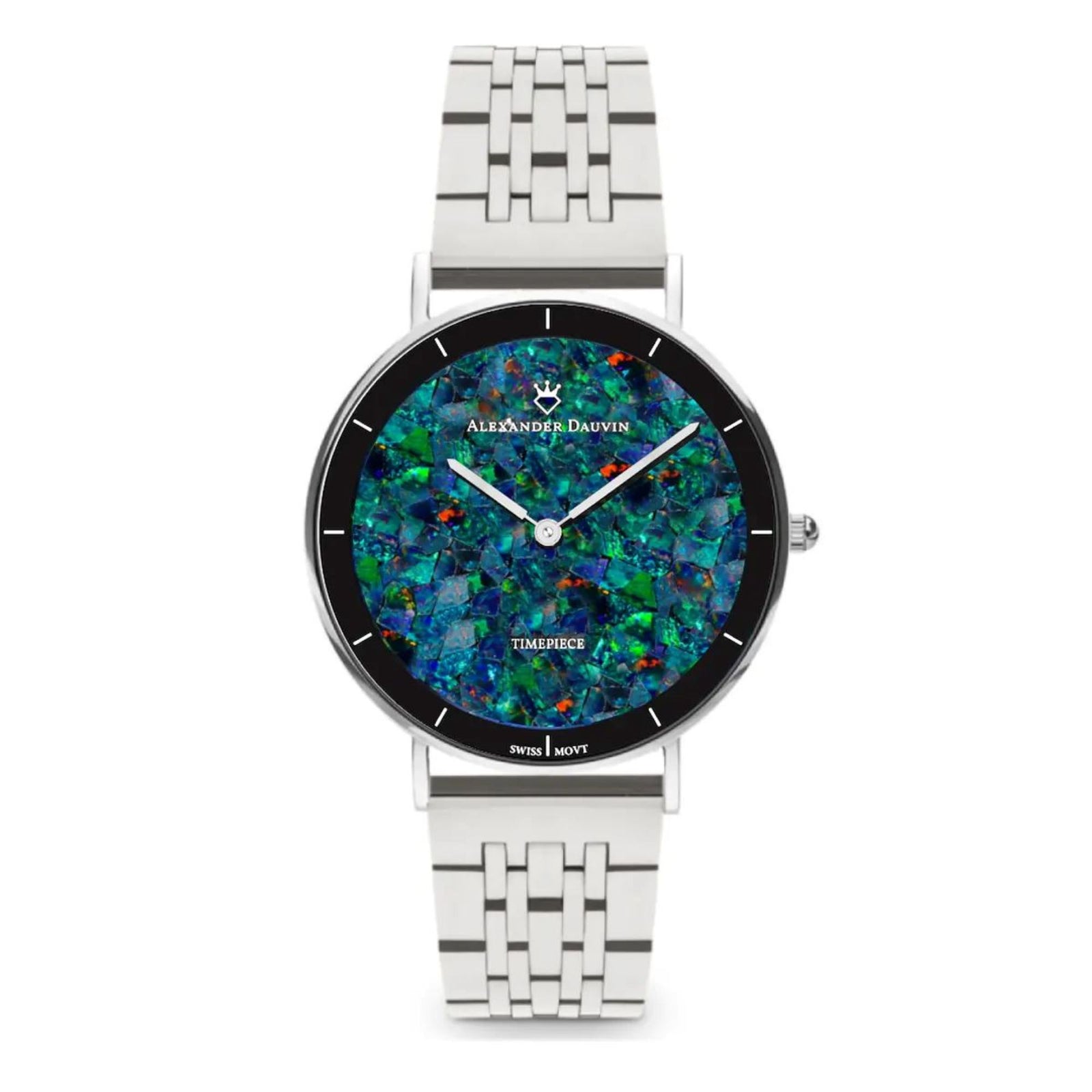 Gatsby Ridge Blue Swiss Opal Watch 36MM with Silver Jubilee Strap