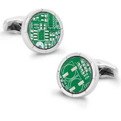 Upcycled Round Circuit Board Cufflinks
