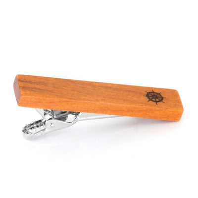Wood Ships Wheel Stamp Tie Clip