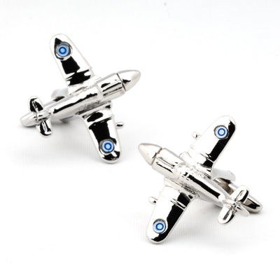 Silver Fighter Jet Plane Cufflinks